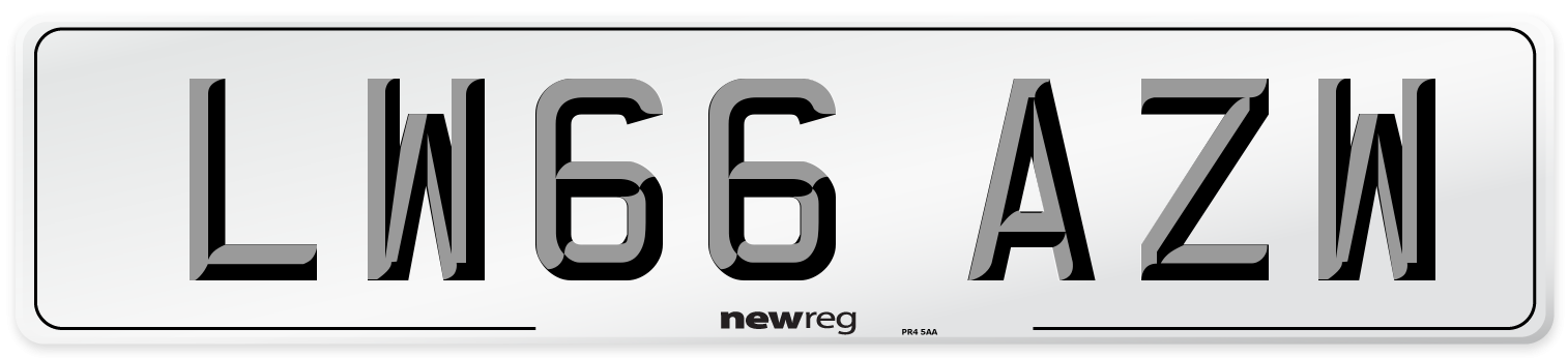 LW66 AZW Number Plate from New Reg